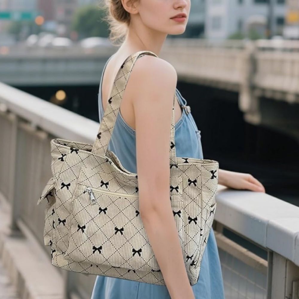 Elegant Black and Cream Tote Bag